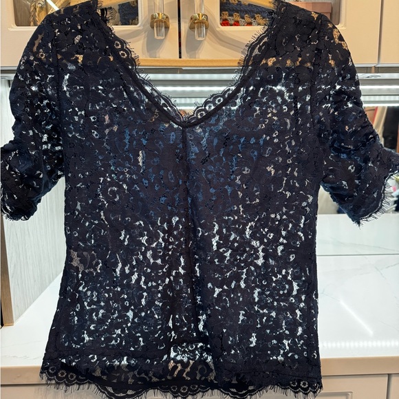 Joie Midnight Blue Lace Blouse - Picture 3 of 7